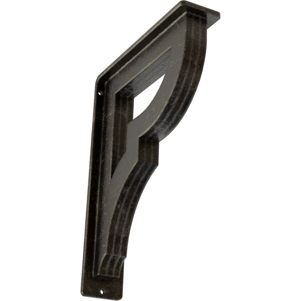 Ekena Millwork Bradford Wrought Iron Bracket, (Triple center brace), Antiqued Warm Silver 2"W x 7 1/2"D x 10"H BKTM02X07X10TBRAWS - main